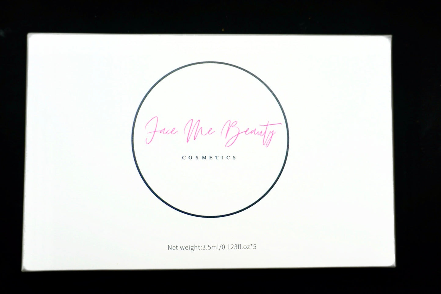 Cosmetic product packaging with 'FACE Me Beauty' branding on a white background